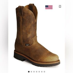 JUSTIN Men’s J-MAX Blueprint Bay Gaucho Pull On Work Boots Soft Toe 9D 4440